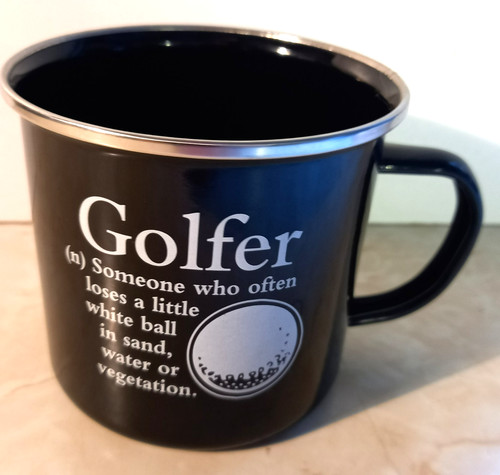 Golfer tin enamel mug - enamel, outdoors