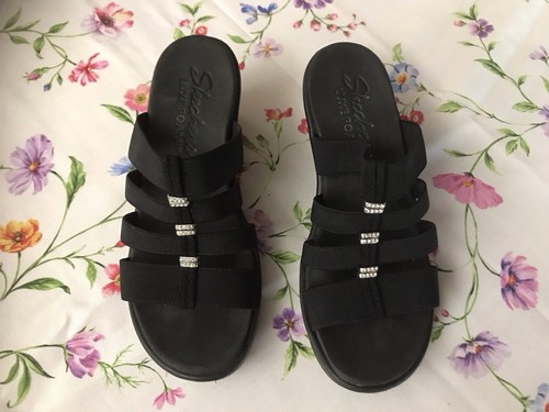 Skechers women black wedge - skechers,