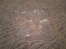 Collectible Ideal Gift Clear Glass Polar Bear  On Frosted Base