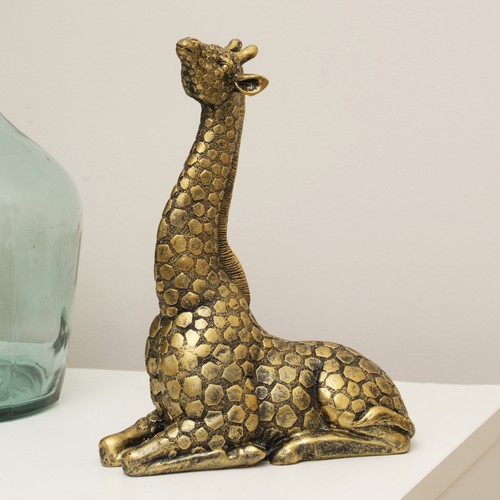 Gold sitting giraffe ornament - gold,