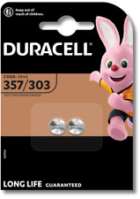 2x DURACELL 357 303 SR44W Watch Batteries Coin Cell Button 1.5v Silver Oxide New
