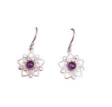 Silver Earrings Drop Stone