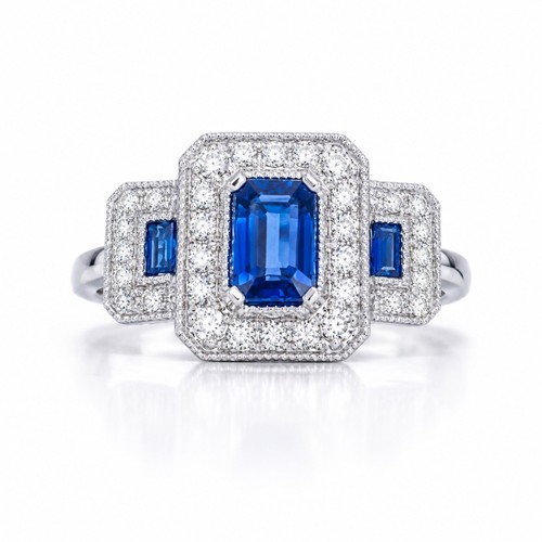 18ct gold emerald cut sapphire - gold,