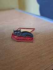 Gold Coloured Metal Black and Red Please Adopt Cat  Pin/Badge