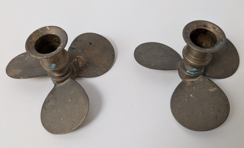 Pair vintage brass boat - vintage,