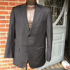 Gieves & Hawkes Black Pinstripe Wool 2 Piece Suit Jacket 42R Trousers 35 IL 30