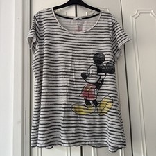 Women’s Striped Mickey Mouse Pyjama Top Size 16 From M&S, Disney