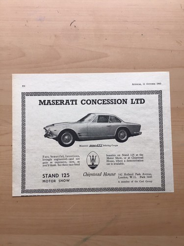 1963 maserati 3500 - gti, sebring
