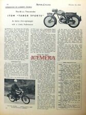 ITOM 'Tabor Sports' 65cc 2-Stroke Motor Cycle - 1958 Magazine Report Cutting