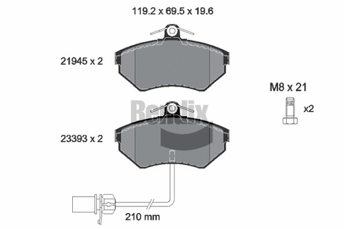Front brake pad set - brake, disc