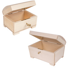 Wooden Lockable Jewellery Storage Box | 2 Sizes | Unpainted with Lock & Key