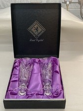 Lead Crystal 2 X Glasses From Edinburgh Hand Cut In Own Collectors Box G Cond