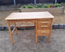 Abbess Desk Single Pedestal Writing Desk Solid Oak Mid Century Retro Free ?