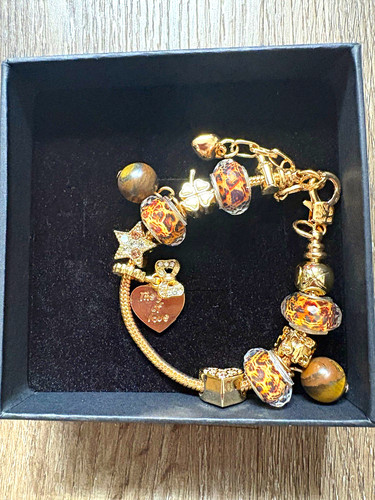 Gold brown beaded - gold, &