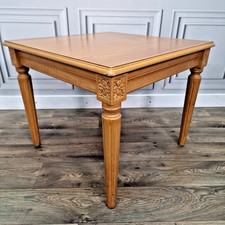Retro Vintage Oak French Louis Style Coffee Side Lamp Table Carved & Fluted Legs