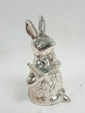 Silver Plated Bunny Peter Rabbit Money Bank 1985  Figurine Vintage Collectible