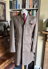 Hackett Savile Row traditional covert coat. 40”R. Pure wool. Velvet collar. VGC 