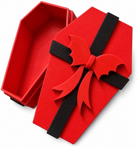 Red bow coffin printed - bow,