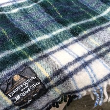 EARLS OF Witney Vintage fringed plaid wool knee rug sofa throw blanket 45"x49"