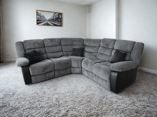 Grey cord recliner rio corner - grey,