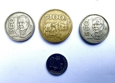 4 Mexican Coins  (1987-1993) $50 / $100 & 10 Cent - Mexico Coin Lot