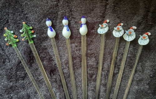 Holiday glass swizzle sticks - holiday,