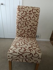 Dining Chair Covers, Set of 6, Stretchable, attractive cream/brown design.