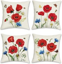 Bonhause Poppy Floral Cushion