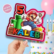 Super Mario cake topper - personalised gamer birthday cake decoration