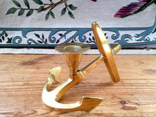 VINTAGE BRASS SHIPS ANCHOR CHAMBERSTICK/ CANDLE HOLDER
