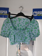 Zara Multicoloured Cropped Top Shorts Coord Two Piece Set Size Medium 