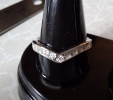 925 STERLING SILVER AND ILLUSION SET DIAMOND WISHBONE RING - UNWORN