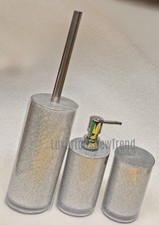 New 3pc Silver Glitter Toilet