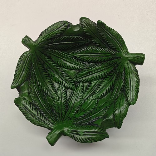 Green leaf resin ashtray - green,