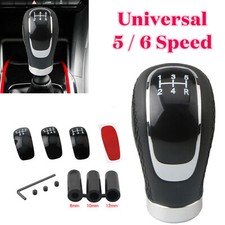 Universal 5/6 Speed 3 Caps Car Gear Shift Knob Lever Shifter Stick Manual Black