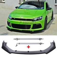 For VW Scirocco III Matte Front Bumper Lip Spoiler Splitter +Strut Rods Body Kit