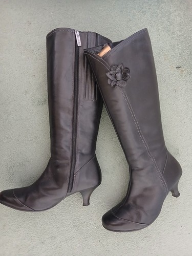 Duo boots black leather wide - black,