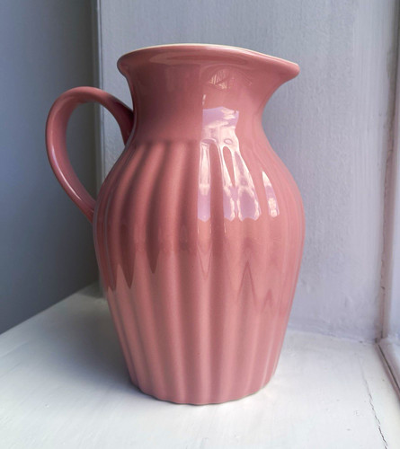 Pink glossy ceramic jug - ceramic, vase
