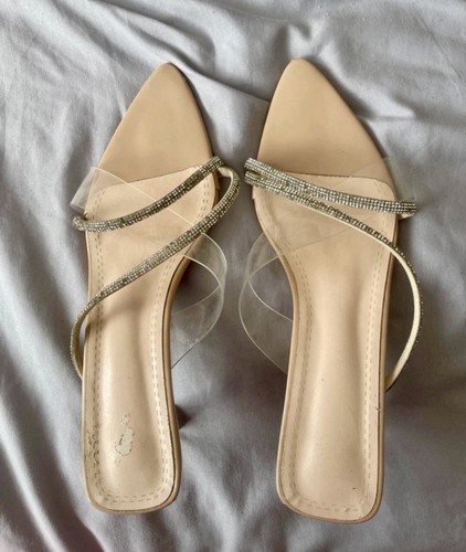 Cream and gold kitten heels