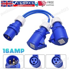 16A Splitter Cable 240V Caravan Two 2 Way Hook Up Y Piece 2 x 16 Amp Sockets