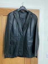 M &S Autograph Black Real Leather Jacket Size 18