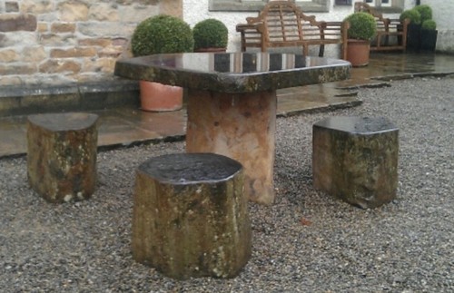 Basalt stone outdoor table - basalt,