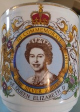 Vintage HRH Queen Elizabeth II Silver Jubilee 1952-1977 Mug/Cup Churchill
