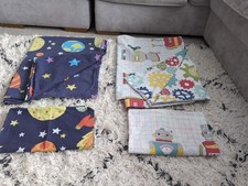2 Kids Single Duvet Cover Sets Reversible Stars Planets Moon Rocket  Robots Cogs