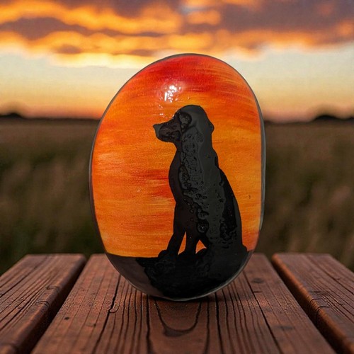 Hand painted pebble labrador - hand,
