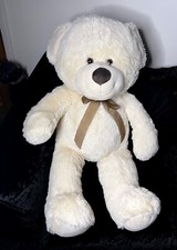 Large Cream Bow Detail Bear