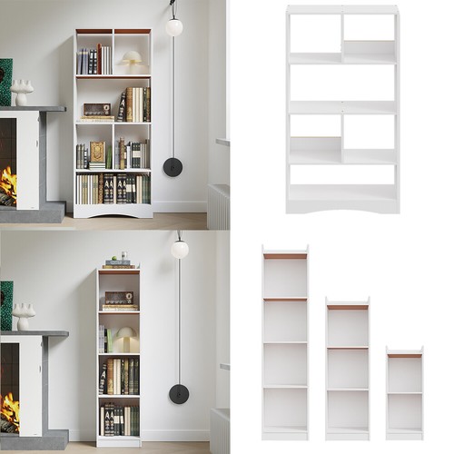 White wooden bookcase - bookcase, tall