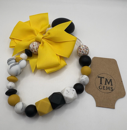 Marble mickey silicone bead - marble,