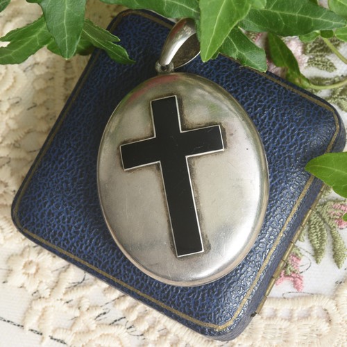 Antique silver black cross - antique,