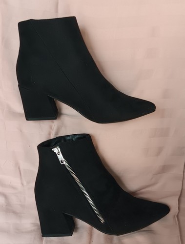 Faux suede pointed toe block - faux,